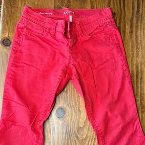 LOFT Women's Bold Red Skinny Jeans